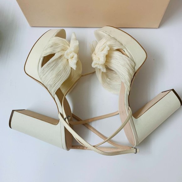 Loeffler Randall Natalia Platform Bow Heel Sz 9B Pearl White - Picture 5 of 16